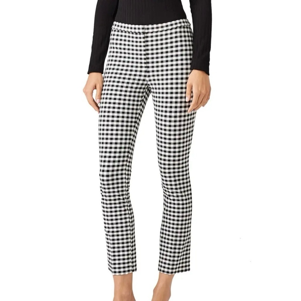 Theory Classic Skinny Pants In Black White Gingham